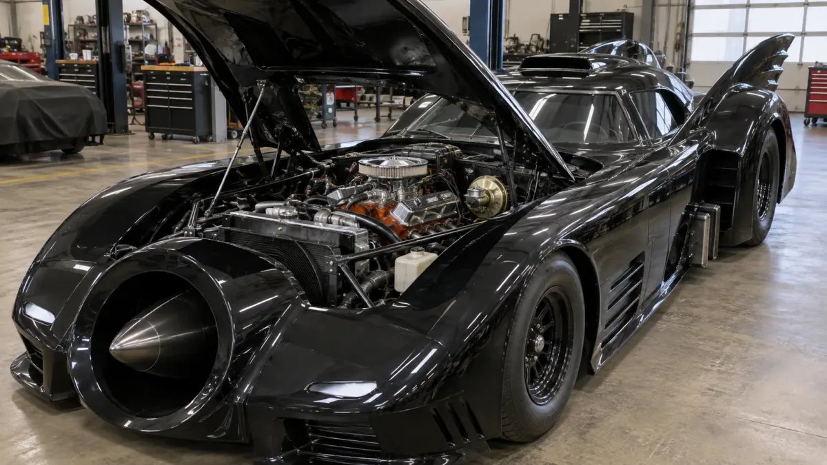 Recreación del motor Chevrolet V8 instalado en el Batmóvil de Batman Returns