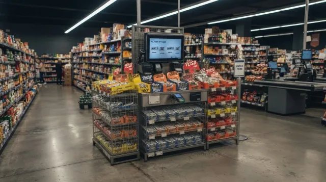 Exhibición en lineal de gran superficie que combina la fuerza del alcance digital masivo con la distribución minorista tradicional.