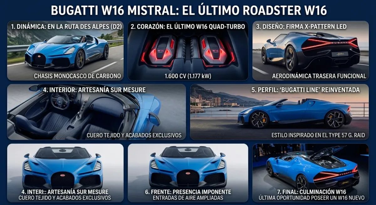 Bugatti W16 Mistral: cinco millones para escuchar el W16 a cielo abierto