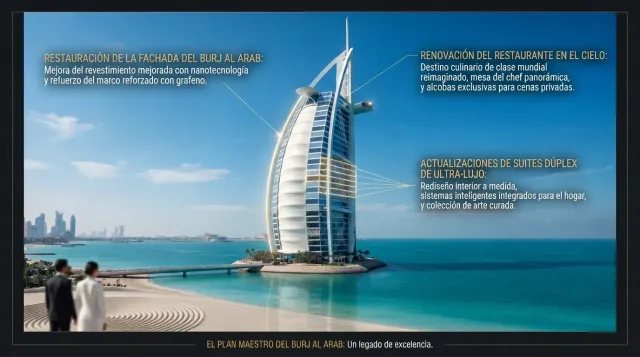 Guía visual del proyecto de remodelación integral del Burj Al Arab para su reapertura.