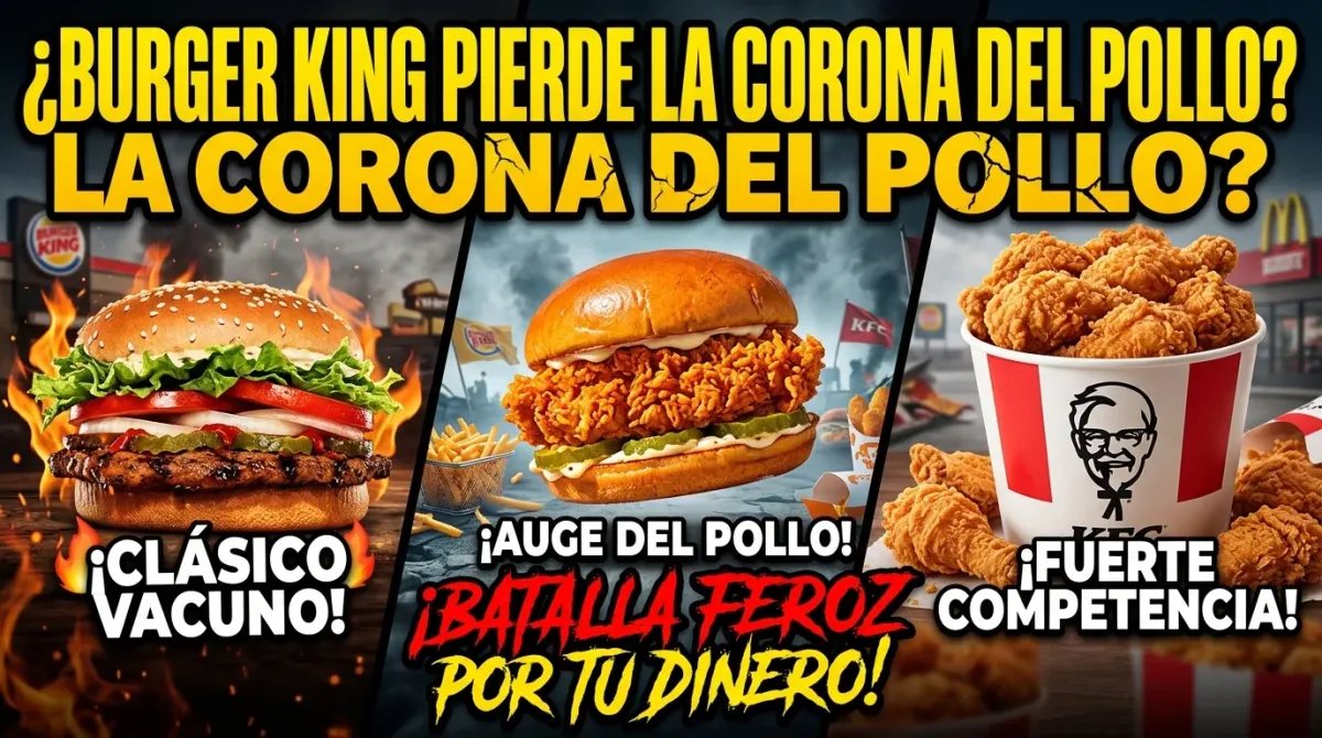 Comparativa visual en miniatura de la competencia en el sector fast food en España entre Burger King, KFC y Popeyes.